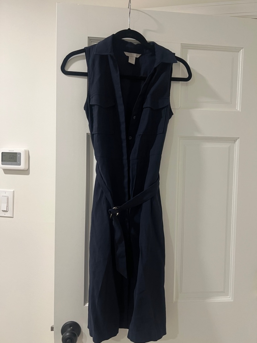 H&M Navy Sleeveless Shirt Dress with Belt